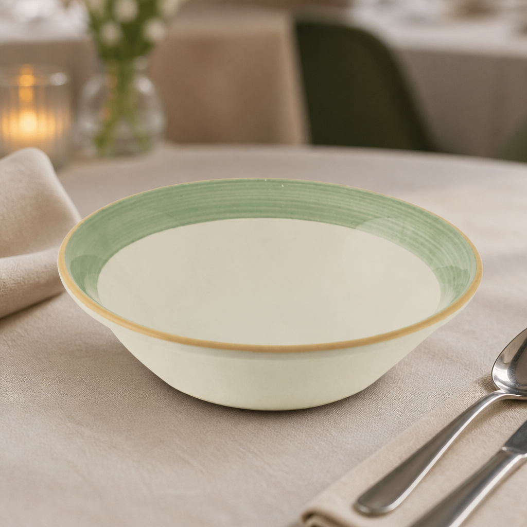 Commercial Green Soup Plates 215mm Porcelain 24 Pack