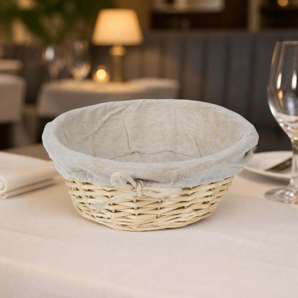 Commercial Wicker Serving Basket with Removable Liner 230mm Ø