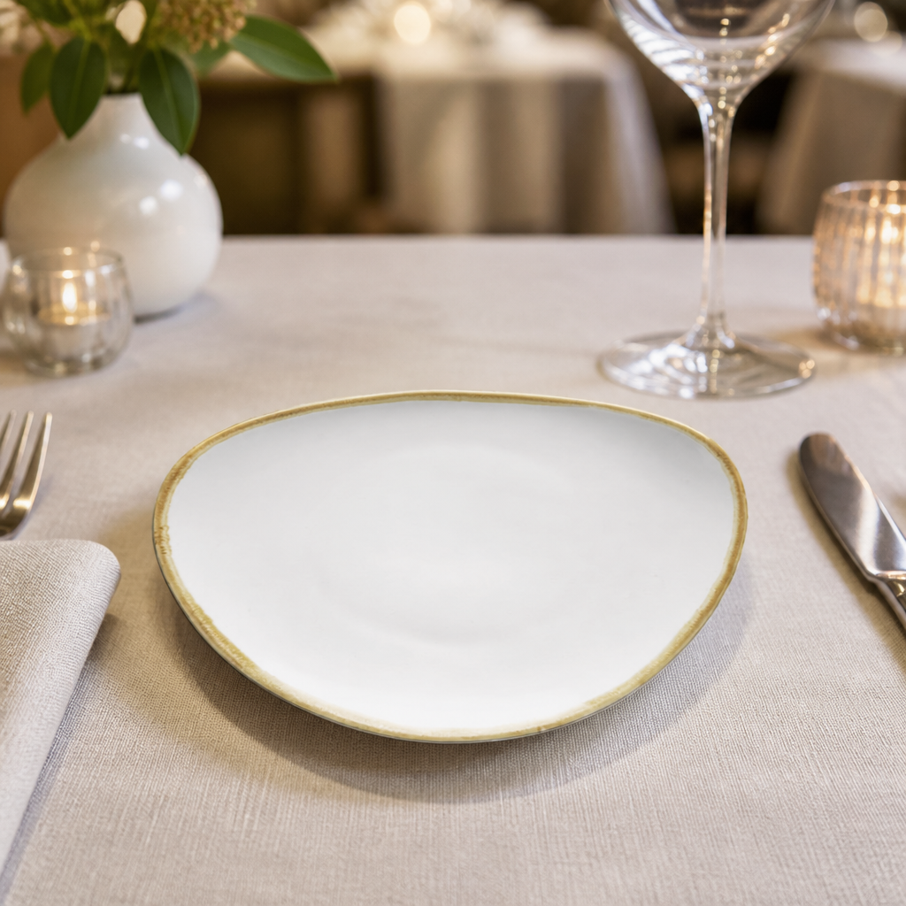 Commercial triangular plates 165mm vitrified porcelain 6 pack