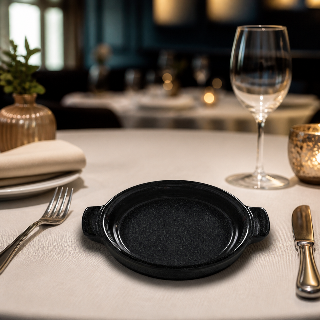 Black Igneous Stoneware Individual Dishes 140mm 6 Pack