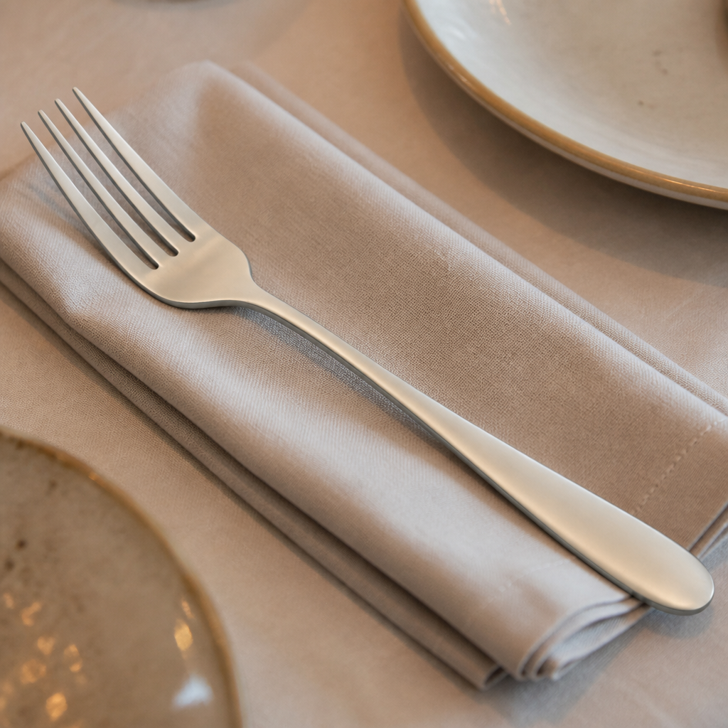 Set of 12 commercial table forks with champagne finish