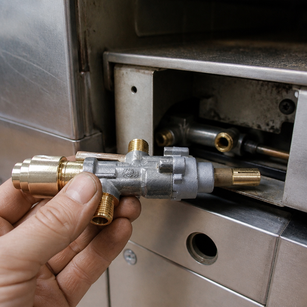Commercial gas valve replacement for chargrill equipment