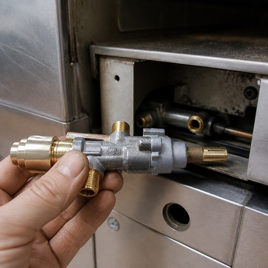 Commercial gas valve replacement for chargrill equipment