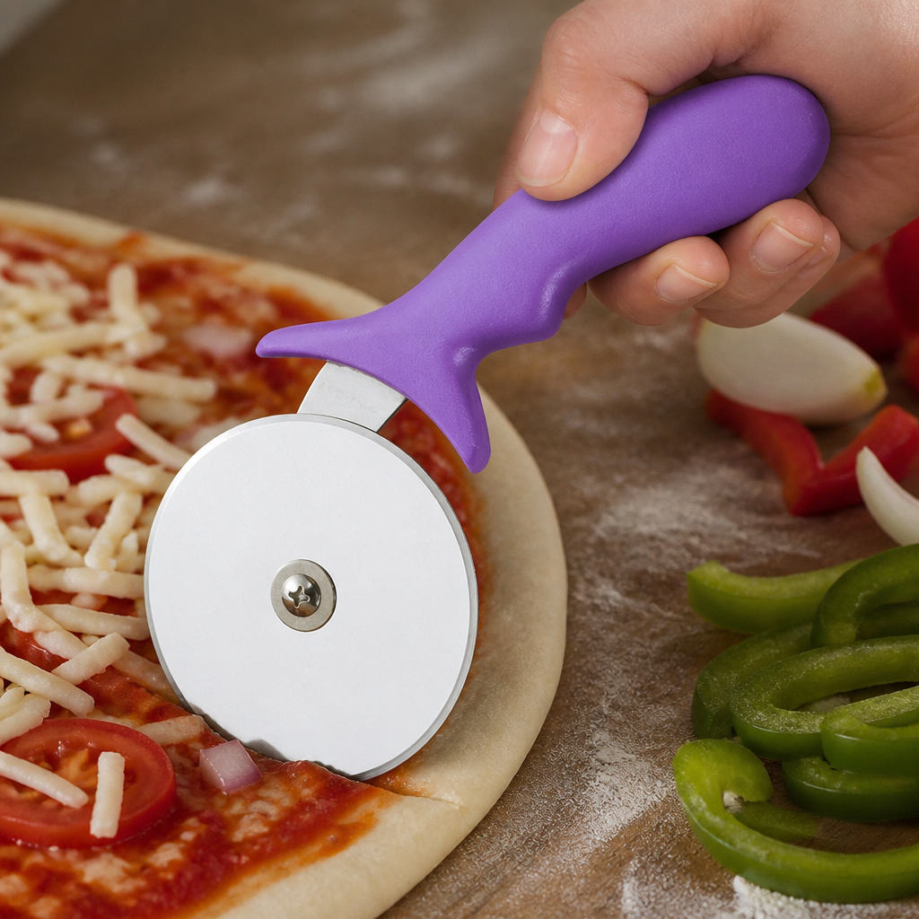 4" Commercial Pizza Wheel with Hand Guard for Safety