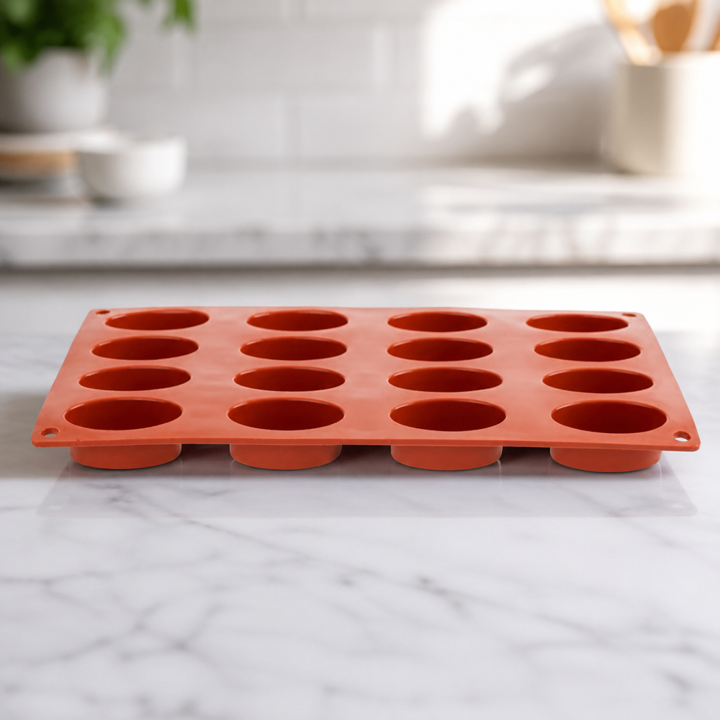 Commercial Silicone Oval Mould 16 Cup for Baking and Cooking