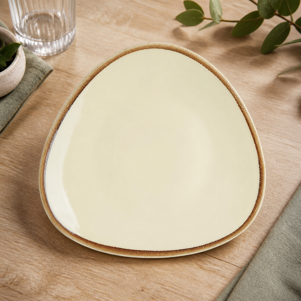 Commercial Triangular Serving Plates 280mm Sandstone 4 Pack
