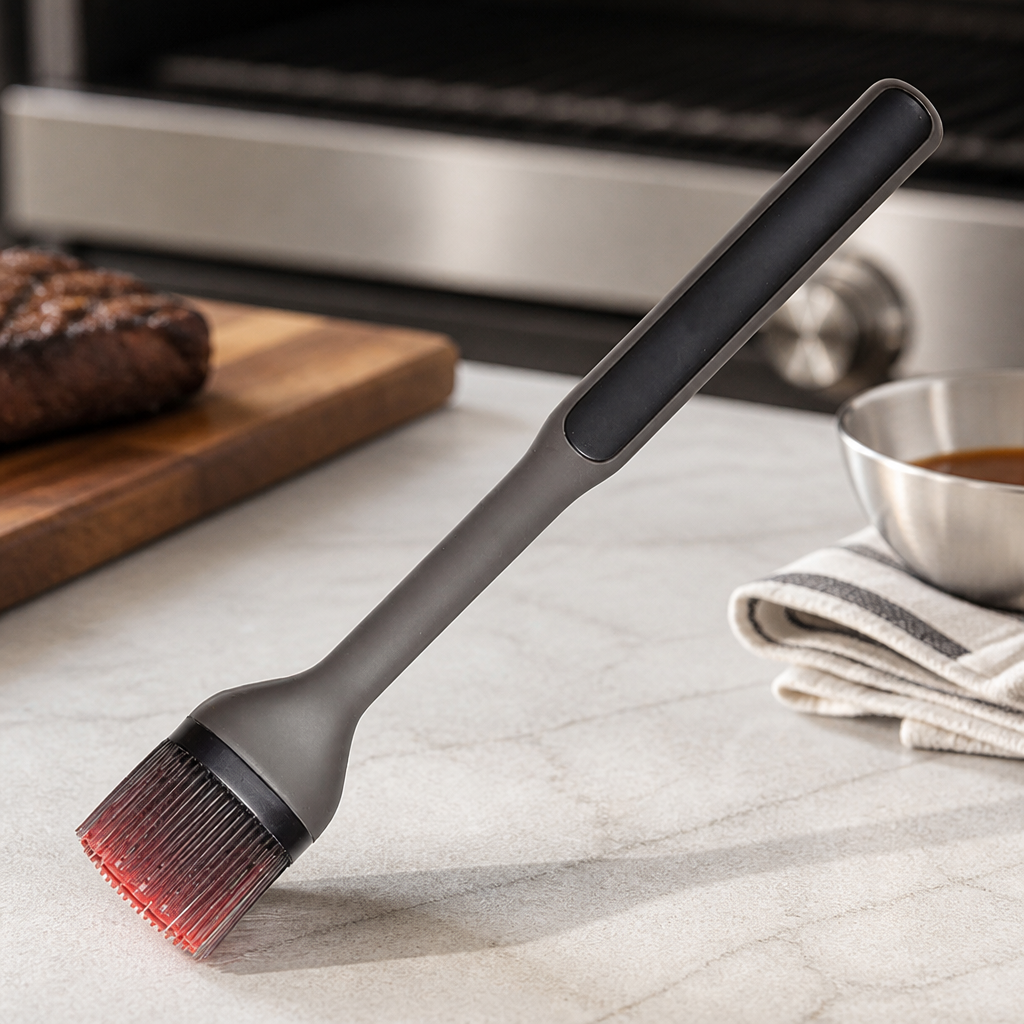 Commercial Grilling Basting Brush with High-Heat Silicone Bristles