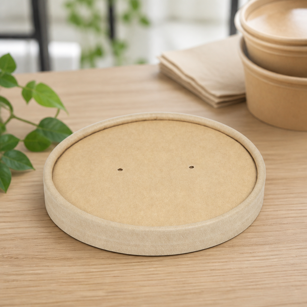 450ml Commercial Recyclable Kraft Microwavable Soup Cup Lids