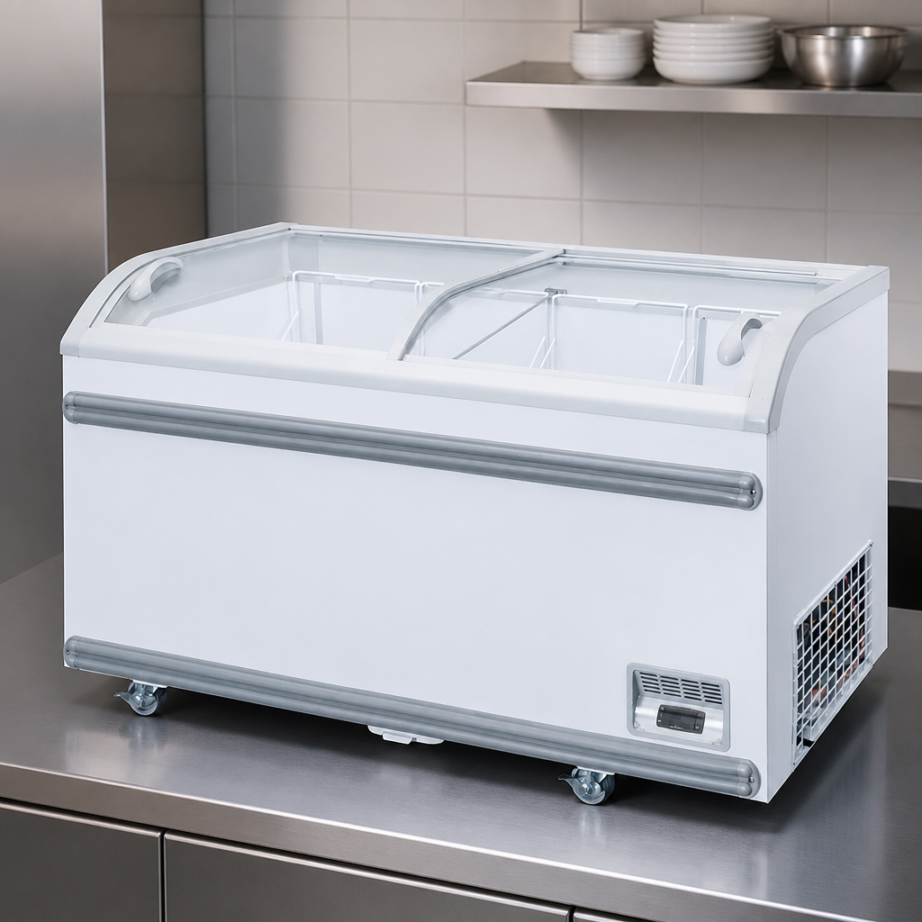 500Ltr Commercial Glass Door Display Freezer for retail use