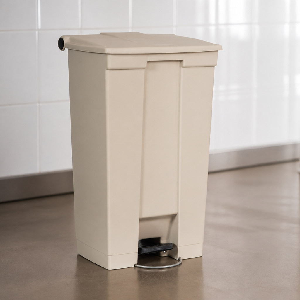 87L Commercial Beige Step-On Pedal Bin for Catering Kitchens