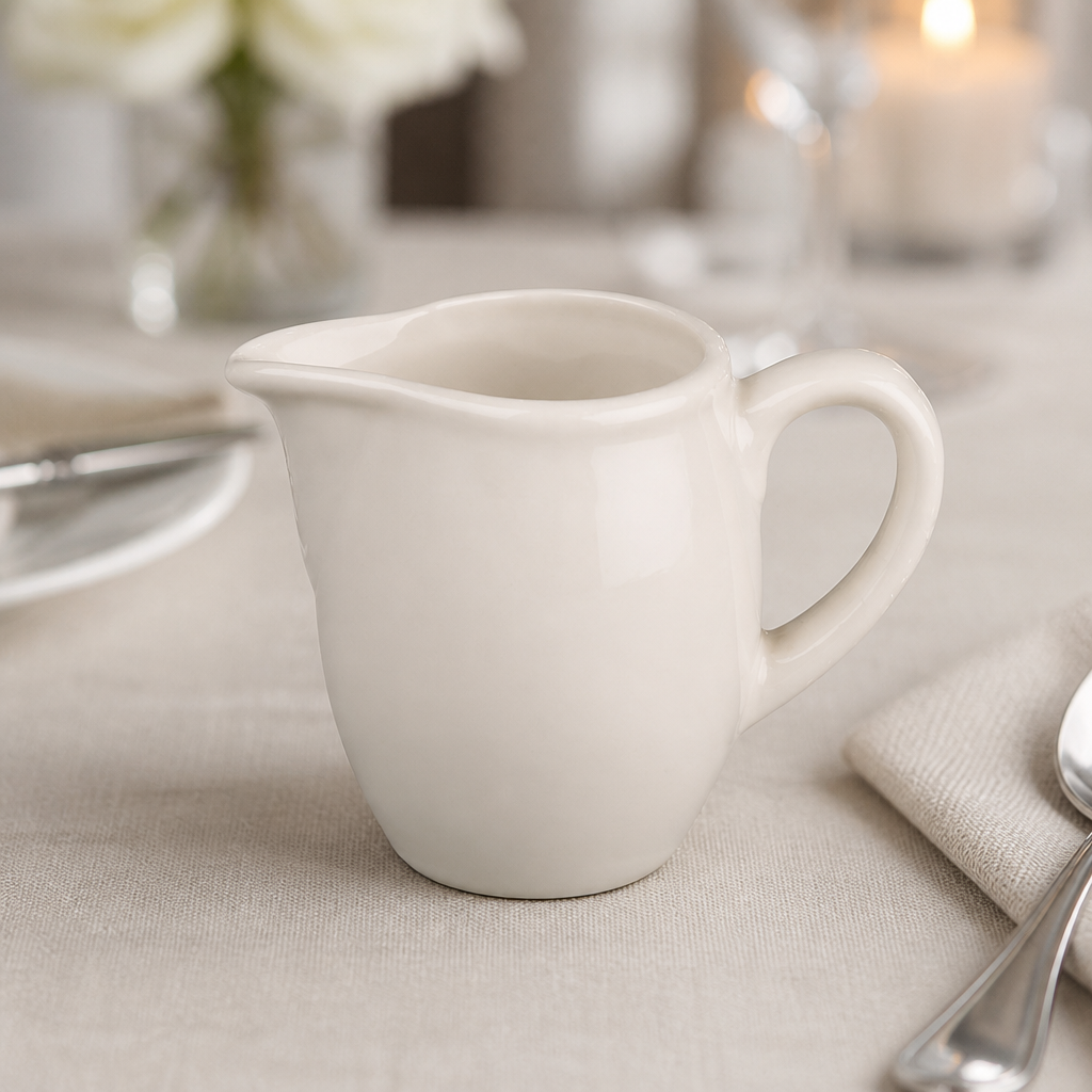 Ivory Milk Jugs 82ml - 6 Pack for catering supplies
