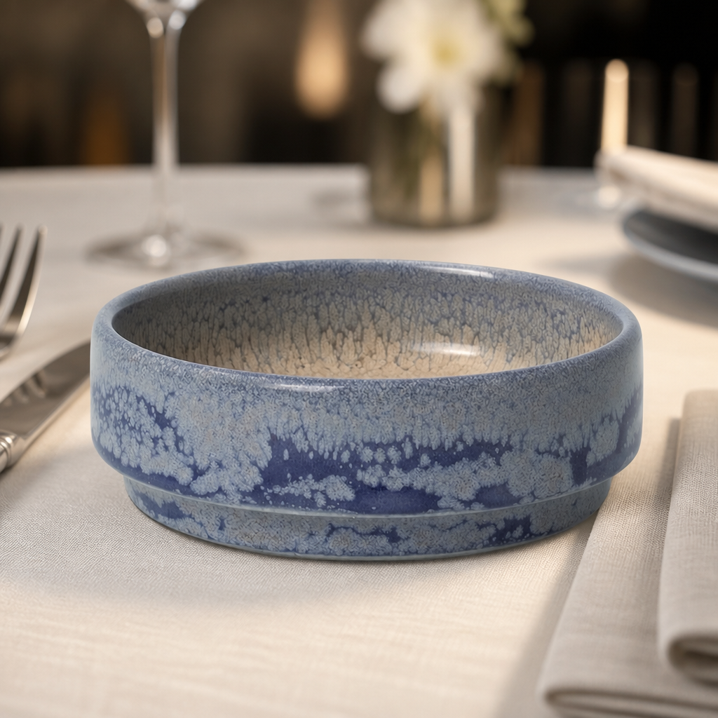 Commercial Round Stacking Trays 75mm 12 Pack in Bluestone