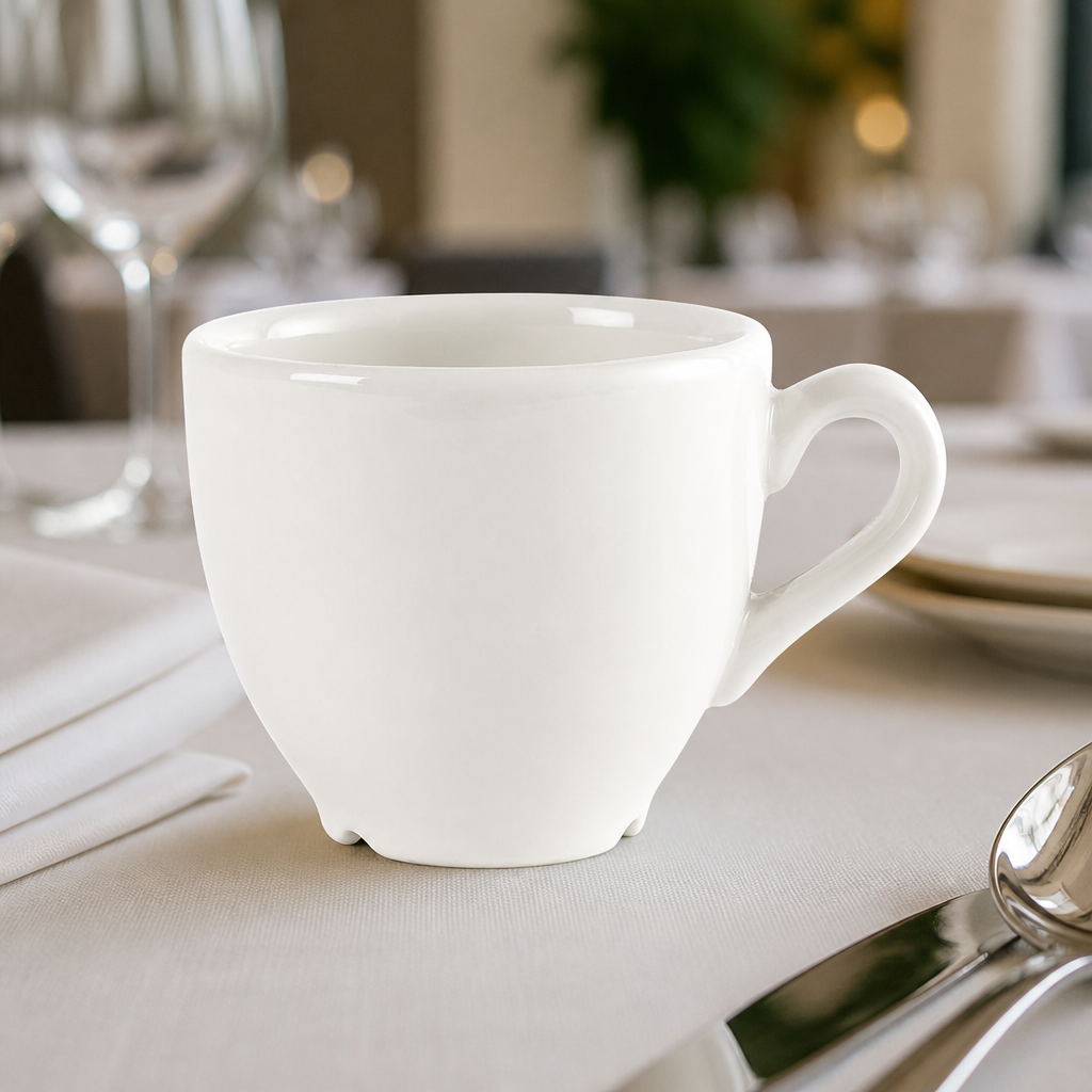 Commercial plain whiteware espresso cups 85ml - 24 pack