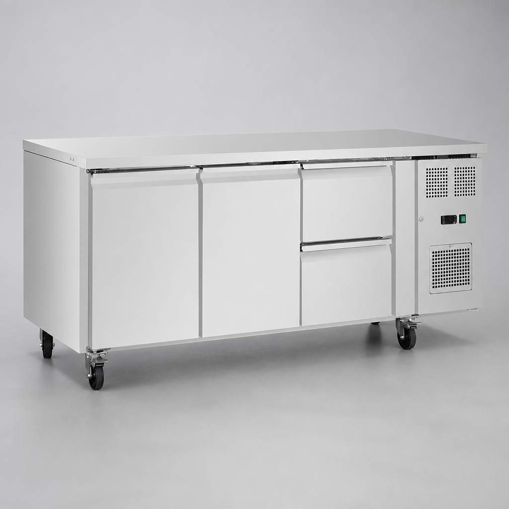 Commercial Counter Fridge 242Ltr with 2 Doors and 2 Drawers