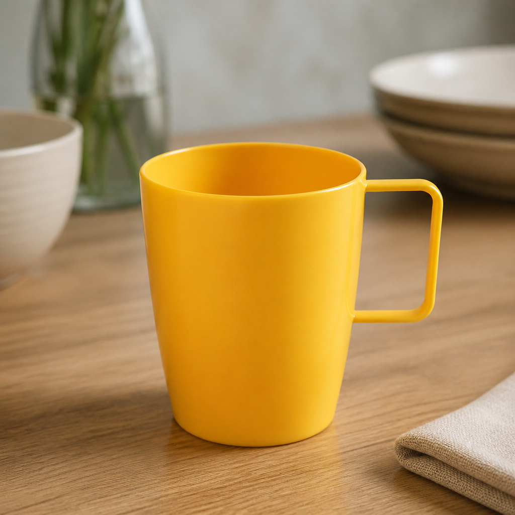 Commercial Polypropylene Handled Beakers 348.7ml Yellow 12 Pack