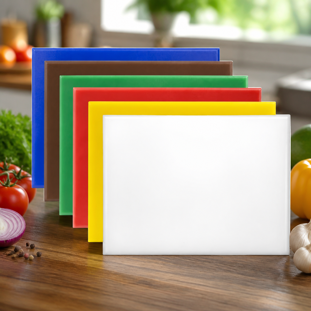 6-piece commercial plastic chopping board set 300x255mm