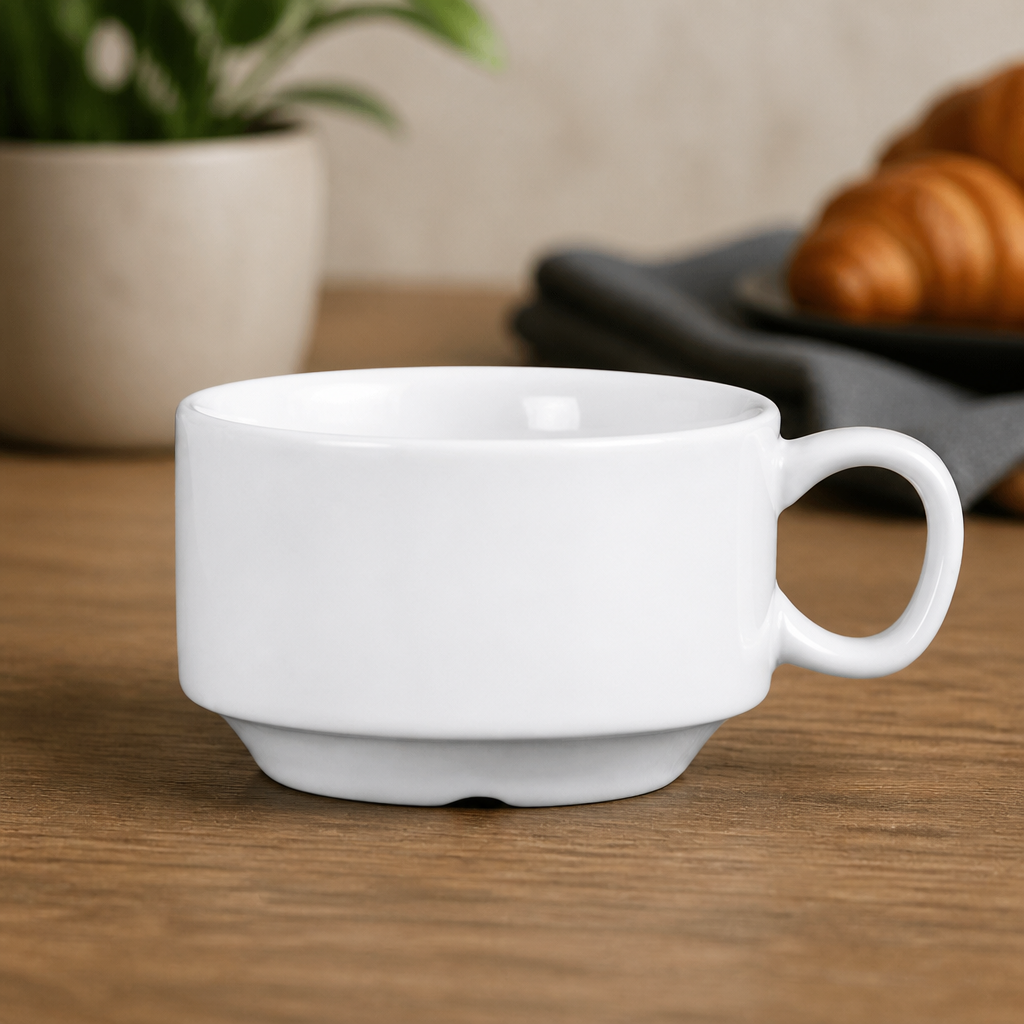 Commercial Stacking Espresso Cups 85ml Porcelain 12 Pack