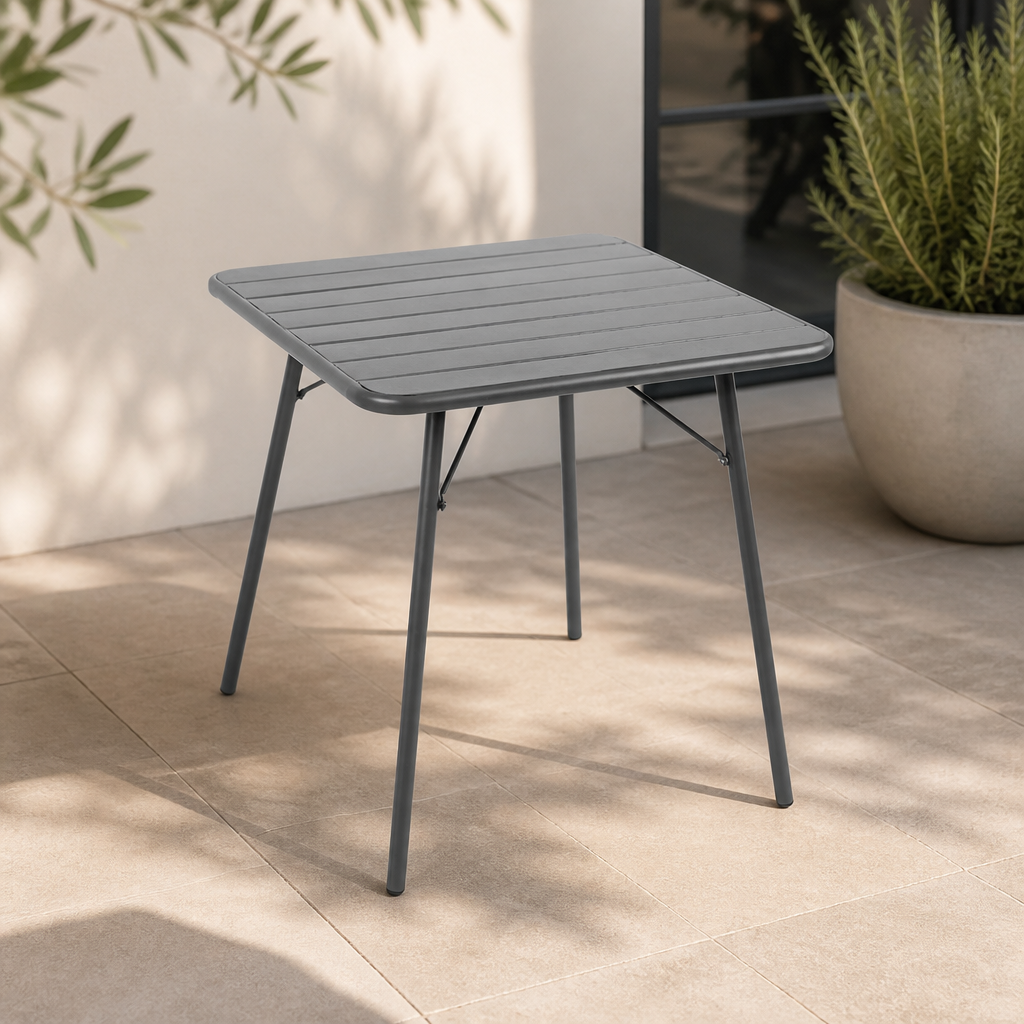 Commercial Folding Table 700mm Square Steel Outdoor Grey