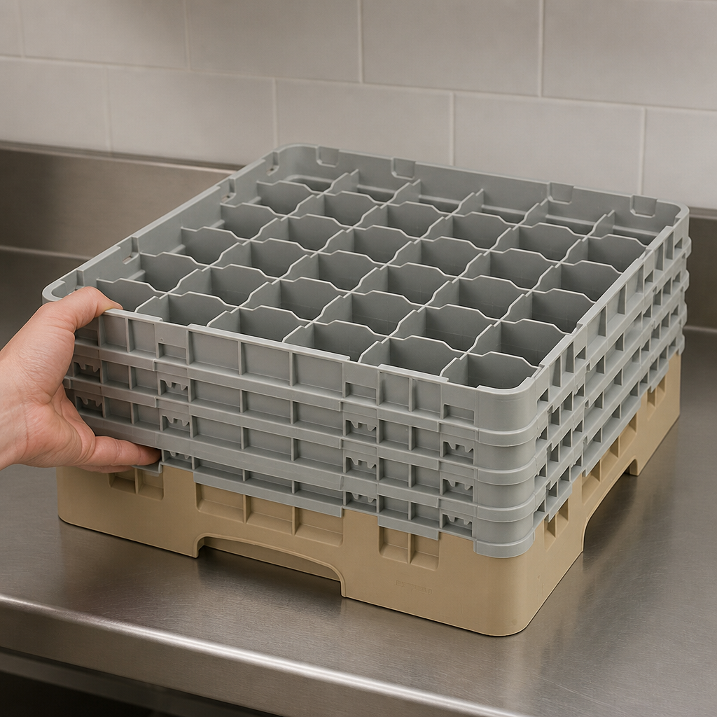 Commercial Glass Rack with 36 Compartments in Beige