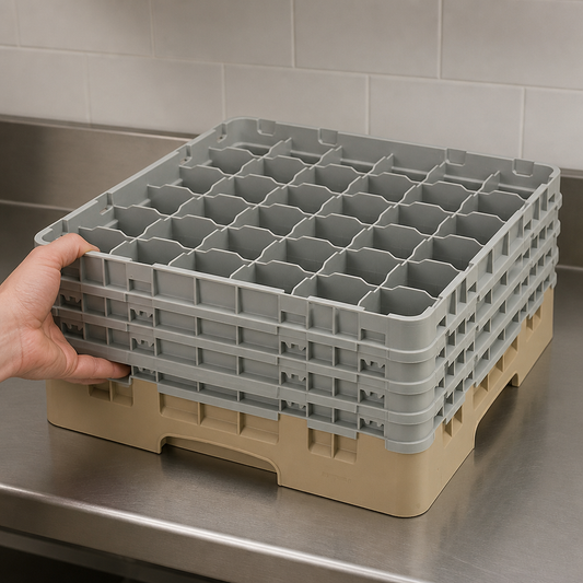 Commercial Glass Rack 36 Compartments Max Height 238mm Beige