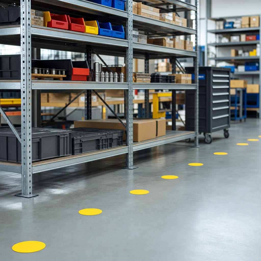 90mm Self-Adhesive Non-Slip PVC Floor Marking Circles