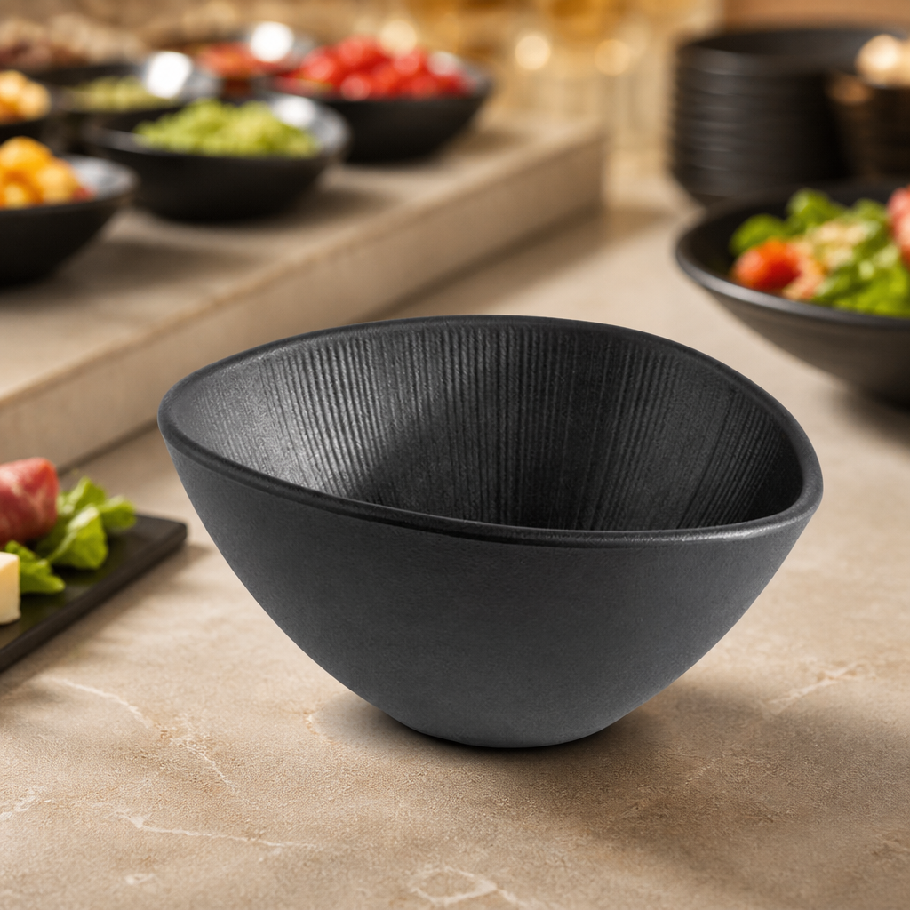 Commercial melamine bowl black 500ml 240mm diameter