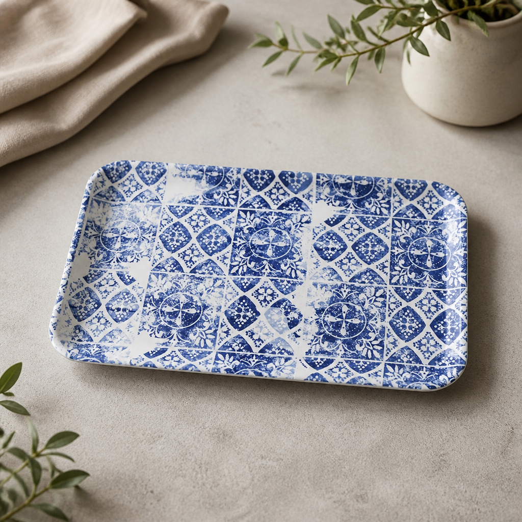 Commercial Rectangular Platters Porto Blue 179mm 12 Pack