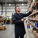 Premium Heavy Duty Warehouse Coat in Navy - 245gsm Polyester/Cotton with Concealed Stud Front and Vented Back