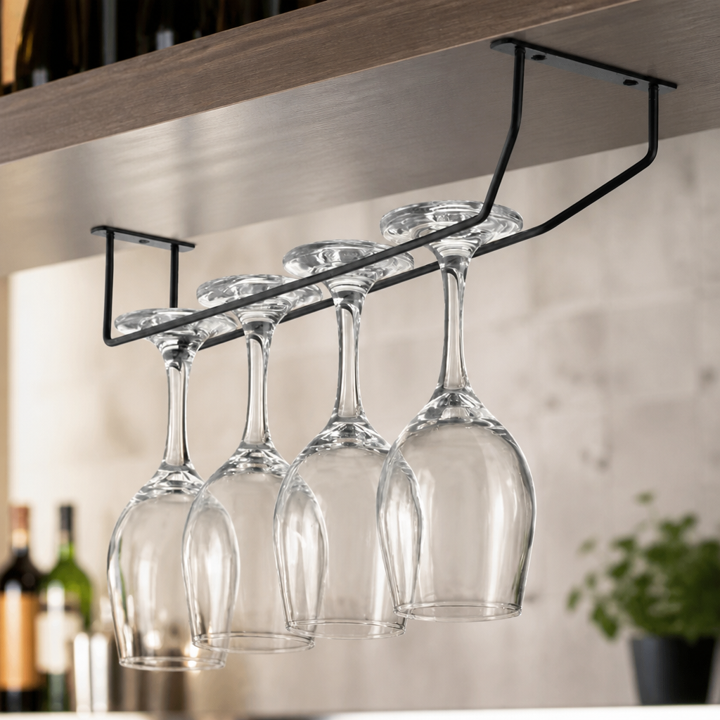 Commercial Wine Glass Rack Black 406mm Space Saving Storage