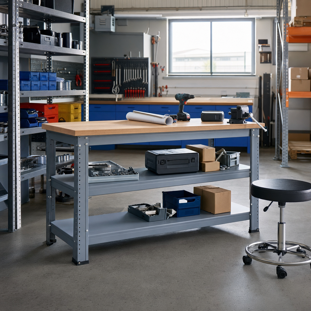 915mm High Steel Workbench with Shelf Options