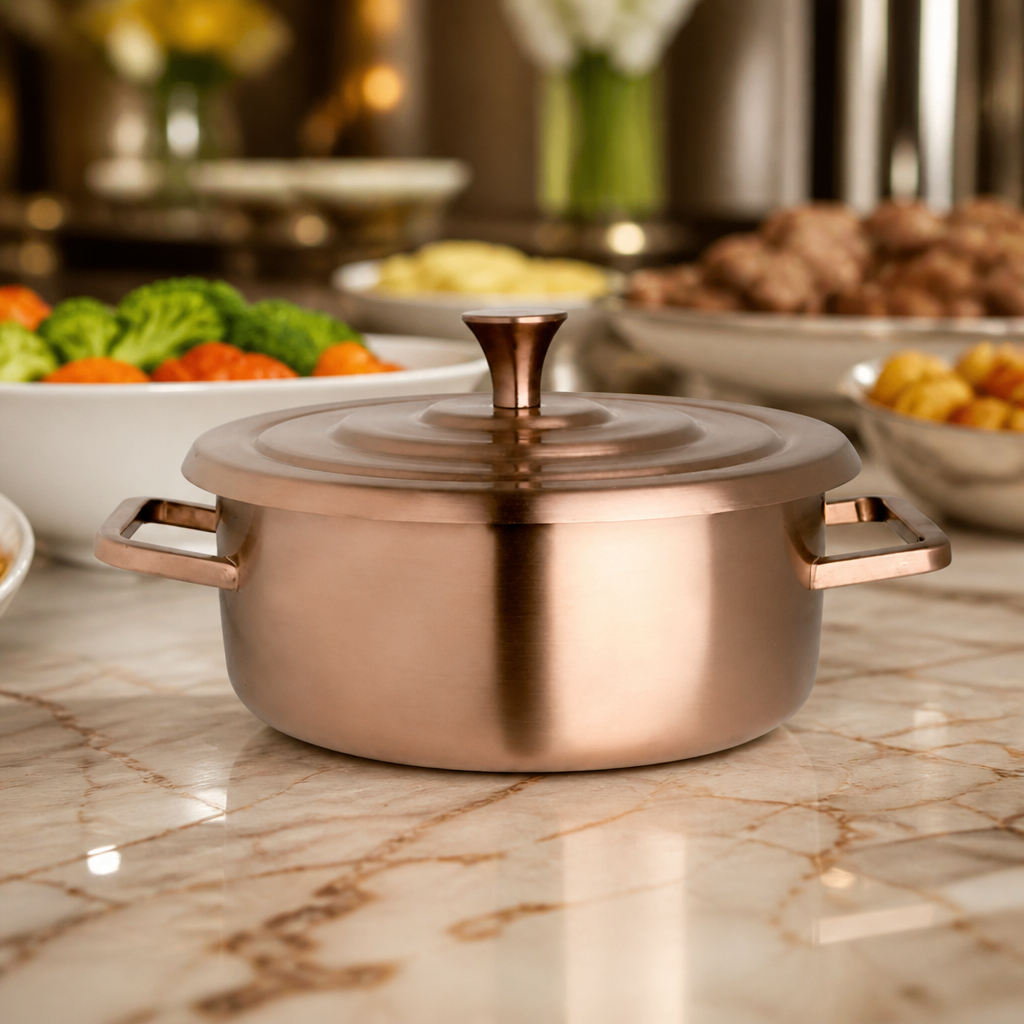 Commercial Brushed Bronze Round Chafer 1.9L Serving Dish