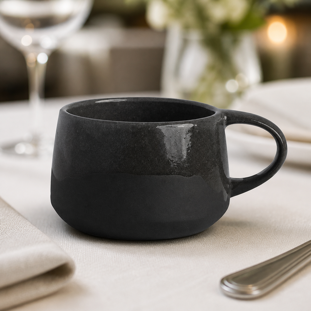 Commercial Coffee Cups 325ml Grey Vitrified Stoneware 24 Pack