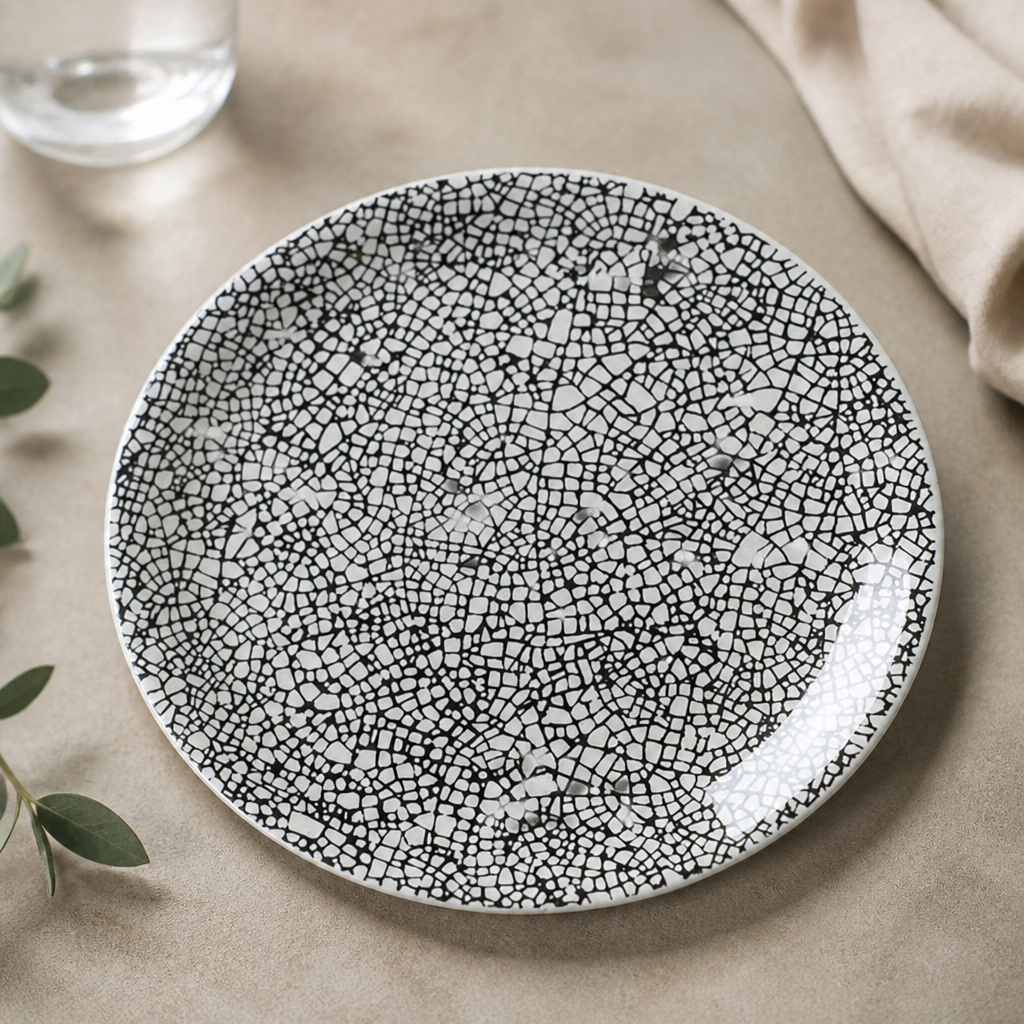 Commercial Coupe Plates 153mm Black Crackle Finish 12 Pack