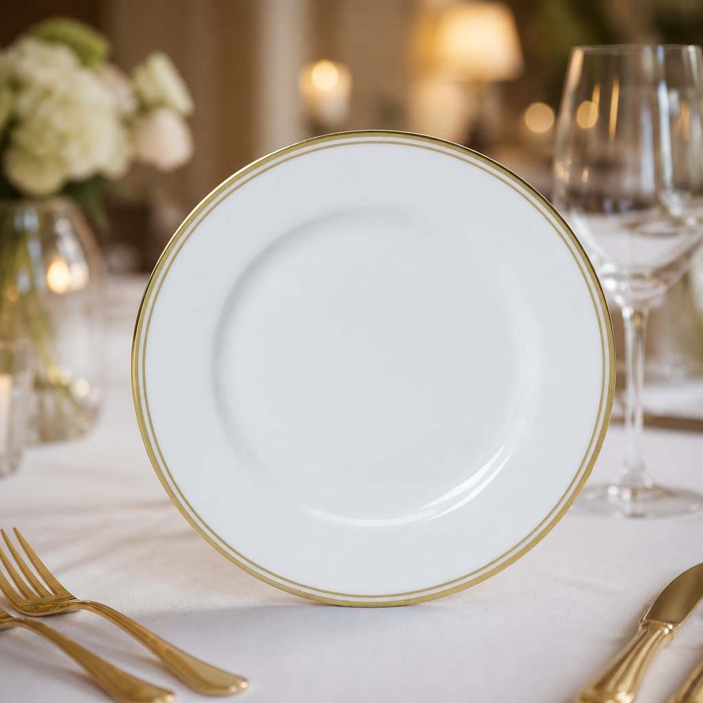 Burnished Gold Plates 168mm for fine dining, 12 pack