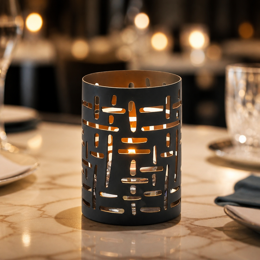 Commercial Metal Votive Candle Holders 6 Pack Black Gold