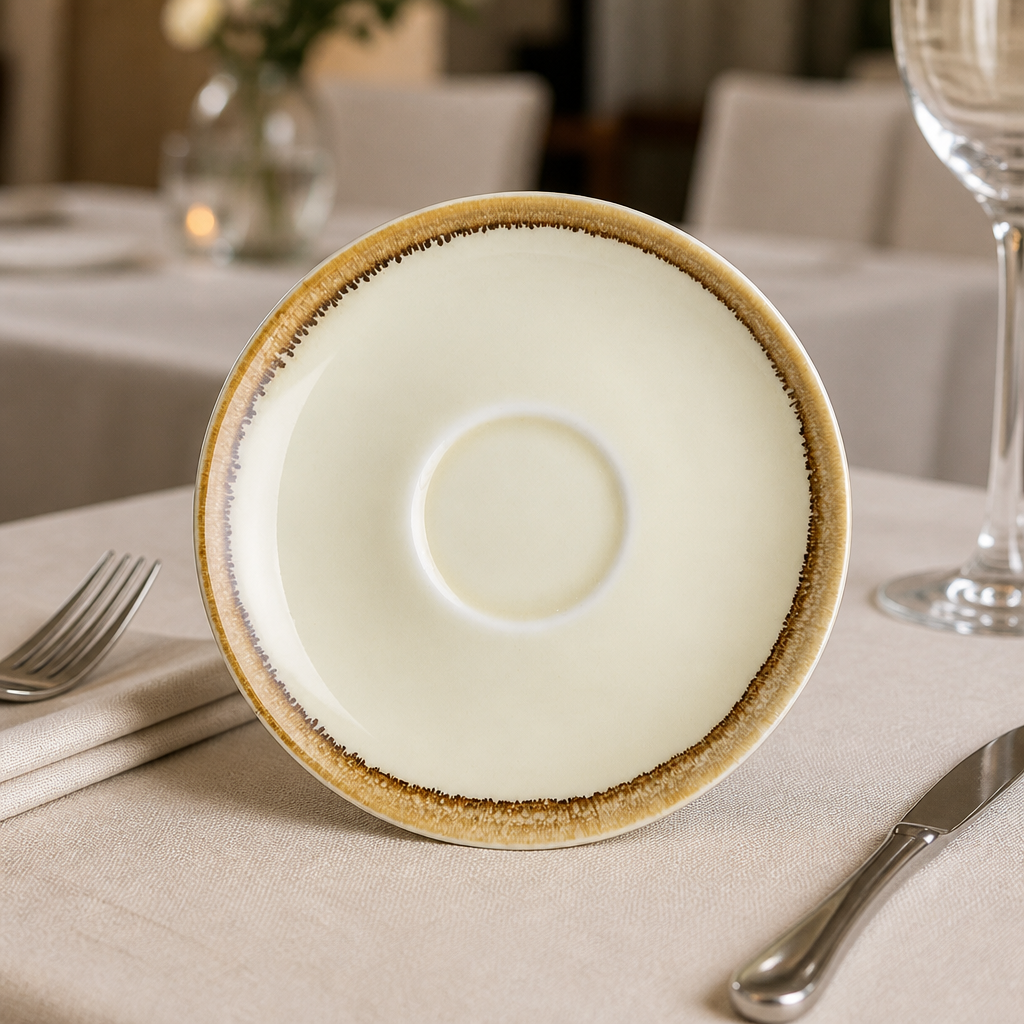 Commercial Cappuccino Saucers Sandstone 160mm - 6 Pack