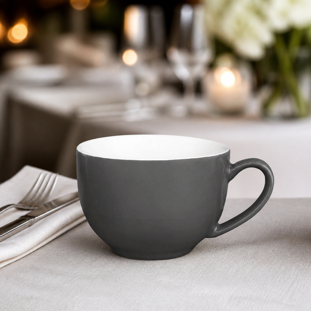 Commercial Cappuccino Cups 340ml in Charcoal - 12 Pack