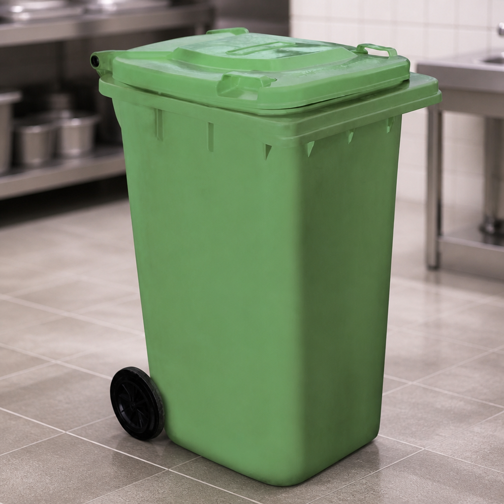 240L Green Wheelie Bin for commercial waste management