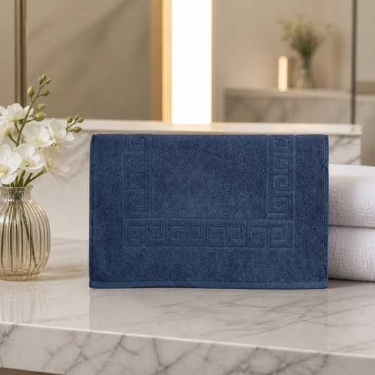 Commercial Cotton Bath Mat Navy 700gsm Non-Slip Design
