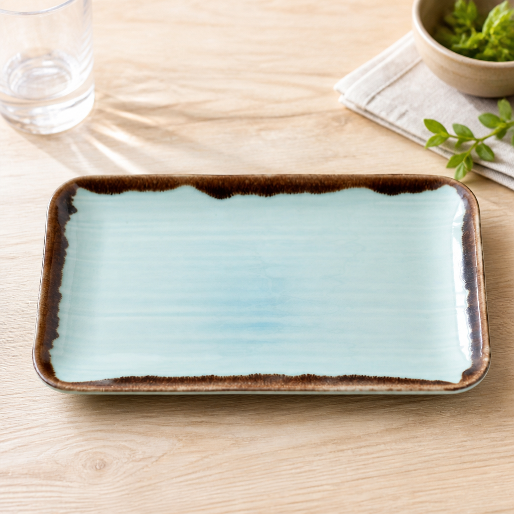 Commercial Rectangular Plates Turquoise 270x160mm 12 Pack