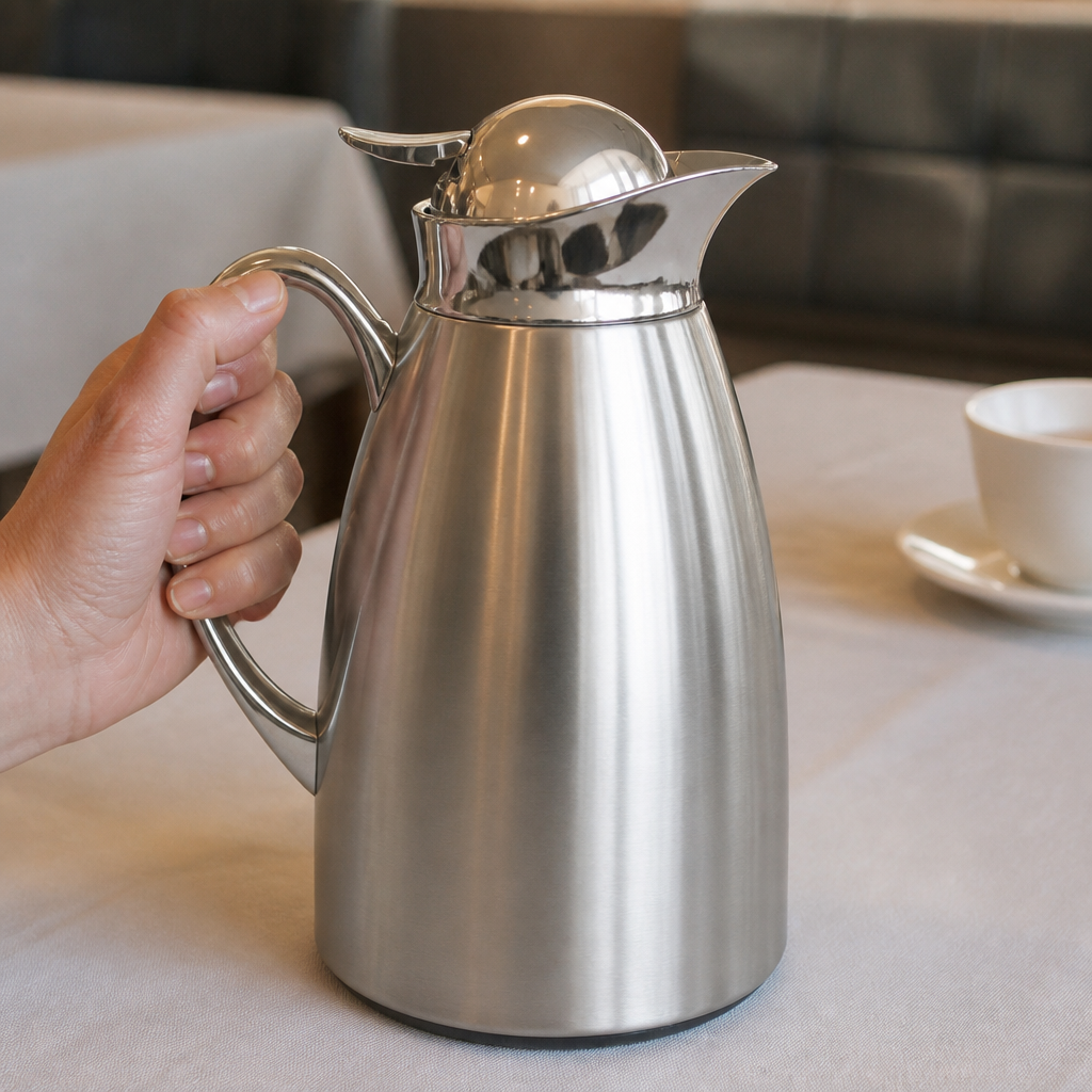 1Ltr Commercial Vacuum Insulated Jug with Push Lever Top