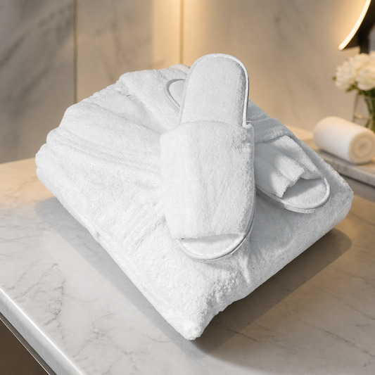 Extra Large Cotton Spa Robe and Slipper Set for Guests