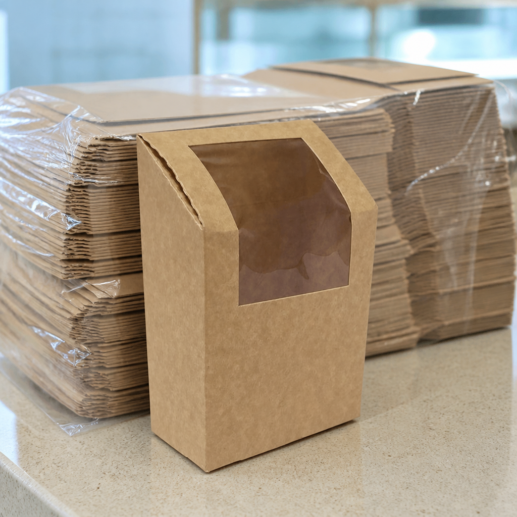 500 pack of commercial baguette and sandwich containers with PET window