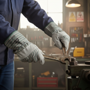 Premium Superior Rubberised Cuff Rigger Glove - Grey Split Leather Palm for General Handling and Maintenance
