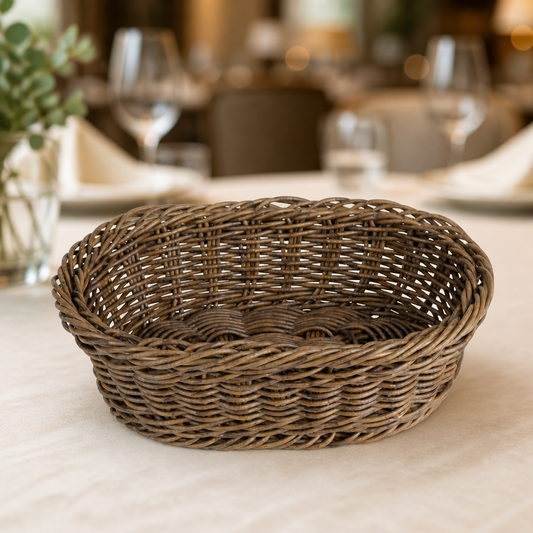 Commercial Oval Serving Basket 240x170mm Dark Brown Polywicker