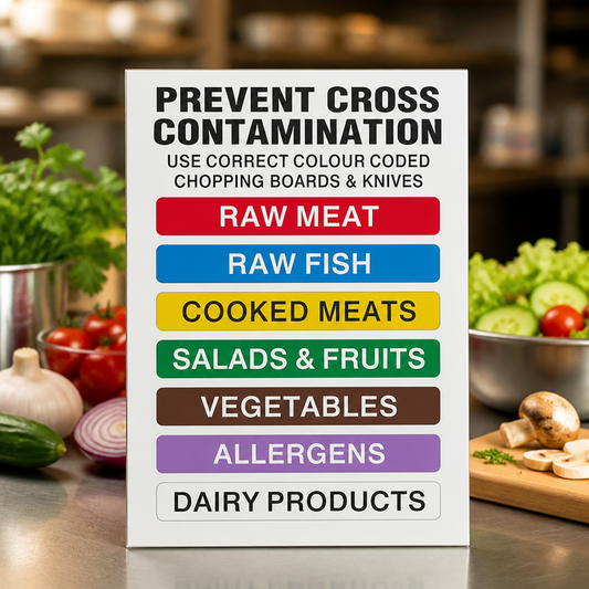 Commercial Colour Coded Kitchen Wall Chart 29.5 x 21cm