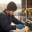 Premium Work Beanie Hat in Black and Grey - Acrylic Knit with Micro-Fleece Lining for Comfort