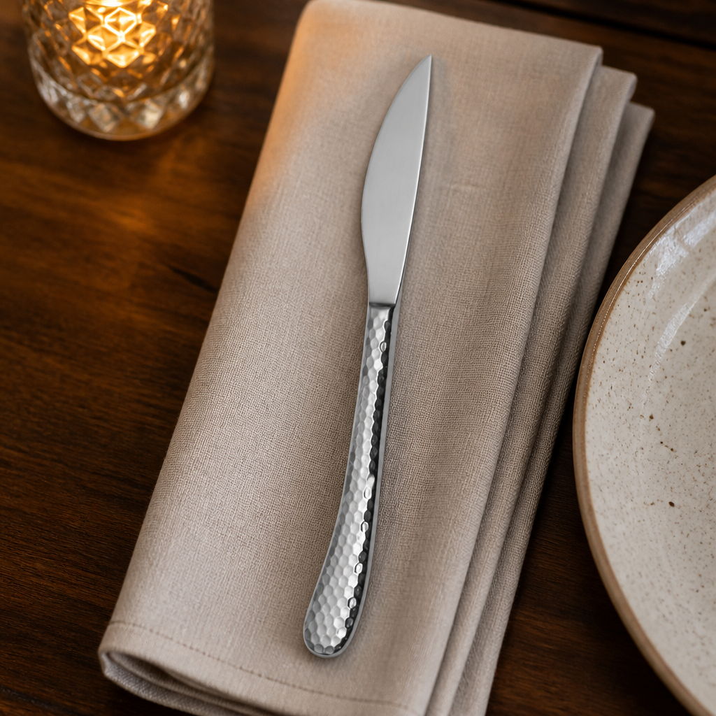 Set of 12 high-quality commercial steak knives in stainless steel