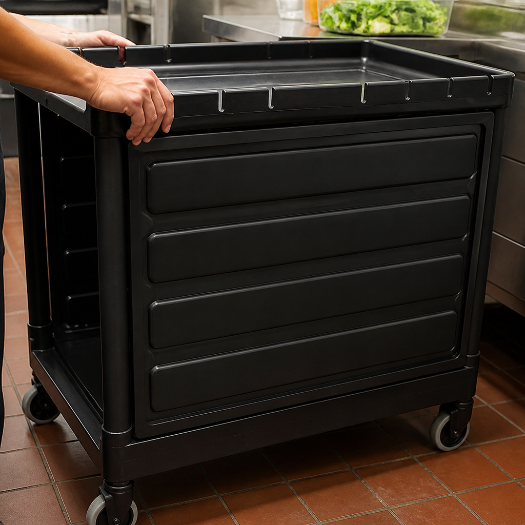 Commercial Utility Cart Single Shelf Panel Set 803mm Black