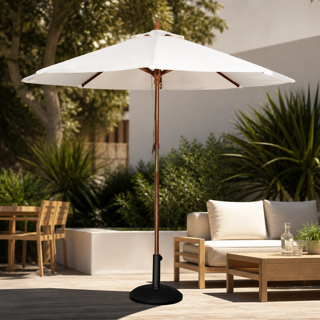 Commercial Round Parasol 2.5m Diameter Cream Outdoor Umbrella